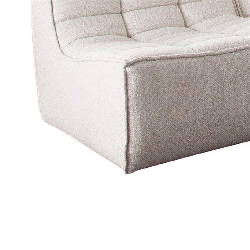 Pemberly Row 5Pc Sectional Sofa - Sand Beige Fabric w/ Scooped Seat Grid Tufting