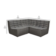 Pemberly Row 3Pc Modular Sectional Corner Sofa w/ Grid Tufting in Gray Polyester
