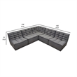 Pemberly Row 5Pc L-Shape Modular Sectional Sofa w/ Grid Tufting - Gray Polyester