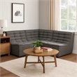 Pemberly Row 5Pc L-Shape Modular Sectional Sofa w/ Grid Tufting - Gray Polyester