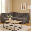 Pemberly Row 5Pc L-Shape Modular Sectional Sofa w/ Grid Tufting - Gray Polyester