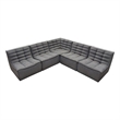 Pemberly Row 5Pc L-Shape Modular Sectional Sofa w/ Grid Tufting - Gray Polyester