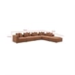 Pemberly Row 6 Pc Modular Sectional Sofa with Ottoman & 10 Pillows in Rich Brown