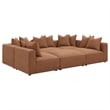 Pemberly Row 6 Pc Modular Sectional Sofa with Ottoman & 10 Pillows in Rich Brown