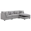 Pemberly Row 4 Pc Modular Sectional Sofa Set with Ottoman and 6 Pillows in Gray