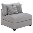 Pemberly Row 4 Pc Modular Sectional Sofa Set with Ottoman and 6 Pillows in Gray