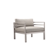 Pemberly Row 3 Pc Outdoor Fabric Sectional Sofa Set with Table in Gray & Silver