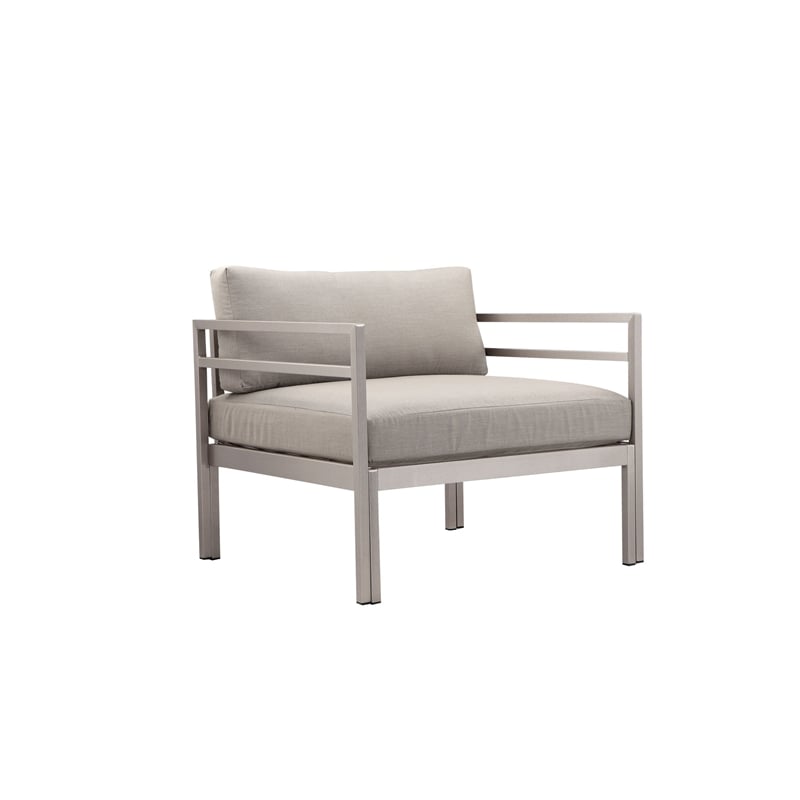 Pemberly Row 3 Pc Outdoor Fabric Sectional Sofa Set with Table in Gray & Silver