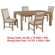 Pemberly Row 5 Pc Dining Table Set with 4 Chairs in Natural Brown & Oatmeal Gray