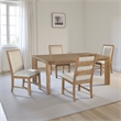 Pemberly Row 5 Pc Dining Table Set with 4 Chairs in Natural Brown & Oatmeal Gray