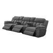Pemberly Row Power Recliner Sofa with 2 Consoles & Tufted Seats in Charcoal Gray
