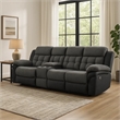 Pemberly Row Power Recliner Sofa with 2 Consoles & Tufted Seats in Charcoal Gray