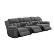Pemberly Row Power Recliner Sofa with 2 Consoles & Tufted Seats in Charcoal Gray