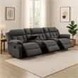 Pemberly Row Manual Recliner Sofa with 2 Consoles in Charcoal Gray