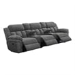 Pemberly Row Manual Recliner Sofa with 2 Consoles in Charcoal Gray