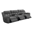 Pemberly Row Manual Recliner Sofa with 2 Consoles in Charcoal Gray