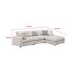Pemberly Row 4 Piece Modular Sectional Sofa with Ottoman and 3 Pillows in Beige