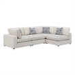 Pemberly Row 4 Pc Modular Sectional Sofa with 4 Jacquard Accent Pillows in Beige