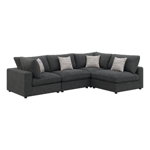 Pemberly Row 4 Pc Modular Sectional Sofa with 4 Jacquard Accent Pillows in Gray