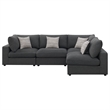 Pemberly Row 4 Pc Modular Sectional Sofa with 4 Jacquard Accent Pillows in Gray