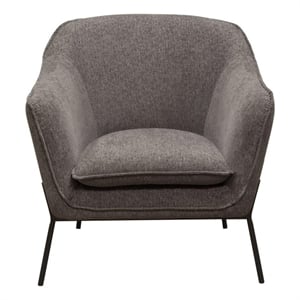 Pemberly Row Mid Century Accent Chair with Splayed Metal Legs in Gray Polyester