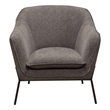 Pemberly Row Mid Century Accent Chair with Splayed Metal Legs in Gray Polyester