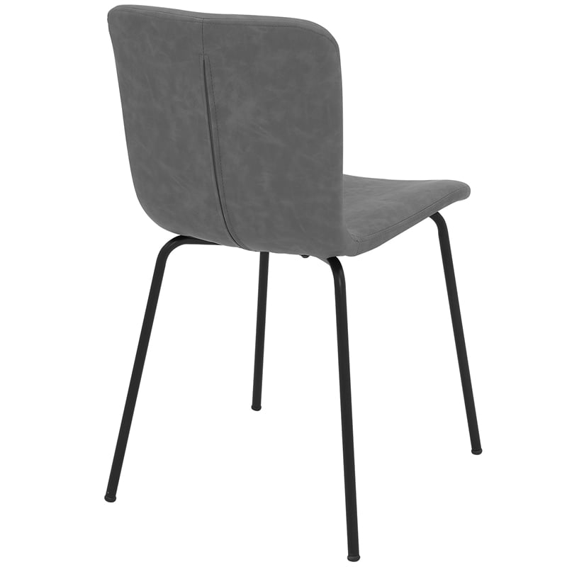 Pemberly Row Metal and Faux Leather Dining Chair Set of 2 in Gray and Black