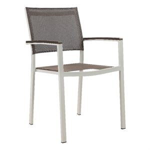 Pemberly Row 21&quot Set of 6 Outdoor Dining Chairs in Gray Aluminum and Textilene
