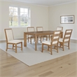 Pemberly Row 7 Pc Dining Table Set with 6 Chairs in Natural Brown & Oatmeal Gray