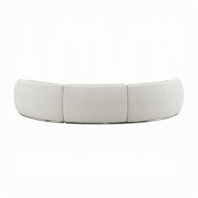 Pemberly Row Curved Sectional Sofa with 3 Pillows in Beige Boucle Fabric