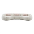 Pemberly Row Curved Sectional Sofa with 3 Pillows in Beige Boucle Fabric