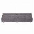 Pemberly Row Sofa with Rolled Cushioned Armrests in Gray Corduroy Upholstery