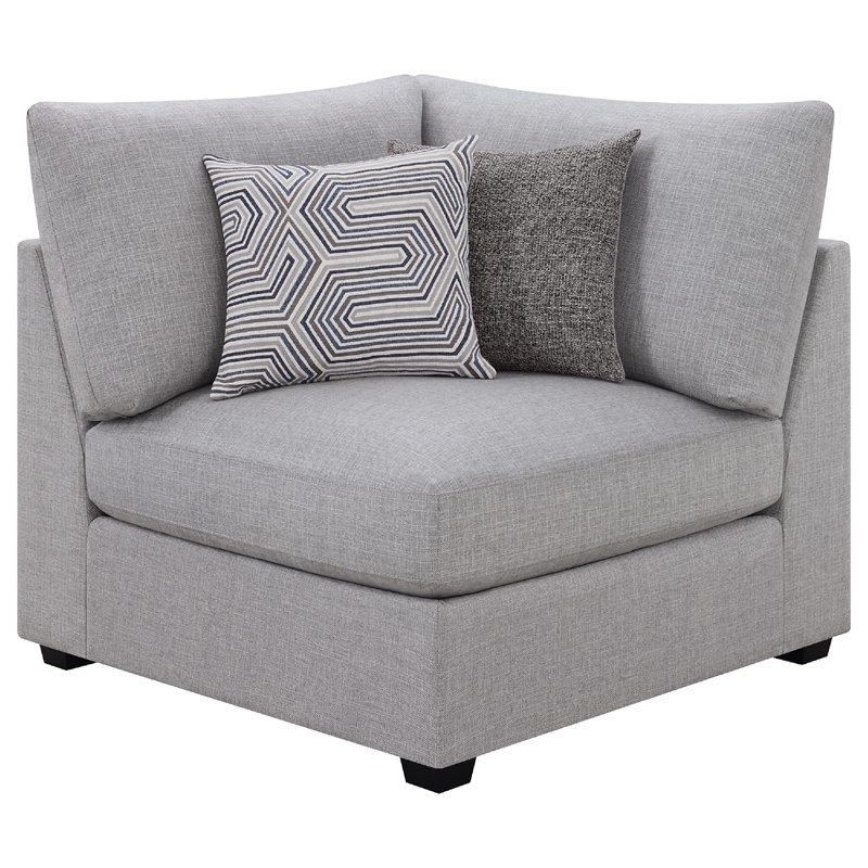 Pemberly Row 6 Piece Modular Sectional Sofa with Ottoman and 10 Pillows in Gray