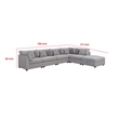 Pemberly Row 6 Piece Modular Sectional Sofa with Ottoman and 10 Pillows in Gray