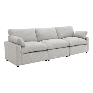 Pemberly Row 124&quot Modular Power Reclining Sofa with 2 Pillows in Light Gray