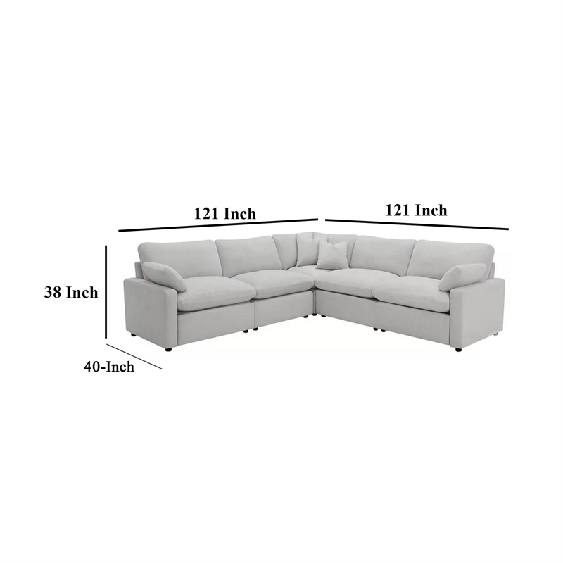 Pemberly Row 5Pc L-Shaped Modular Sectional Sofa with Power Reclining in Gray