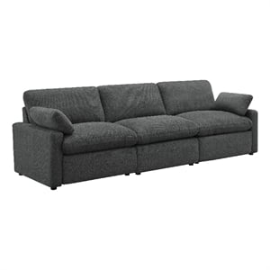 Pemberly Row 124&quot Modular Power Reclining Sofa with 2 Pillows in Dark Gray