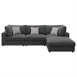Pemberly Row 4 Piece Modular Sectional Sofa with Ottoman and 3 Pillows in Gray