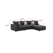 Pemberly Row 4 Piece Modular Sectional Sofa with Ottoman and 3 Pillows in Gray