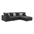 Pemberly Row 4 Piece Modular Sectional Sofa with Ottoman and 3 Pillows in Gray