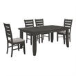 Pemberly Row 5 Pc Dining Table & 4 Chairs Set with Dark Gray Seats & Ladder Back