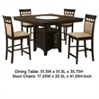 Pemberly Row 5 Piece Counter Height Dining Table Set with Wine Storage in Brown