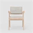 Pemberly Row Dining Armchair Set of 2 in Gray Fabric with Driftwood Brown Wood