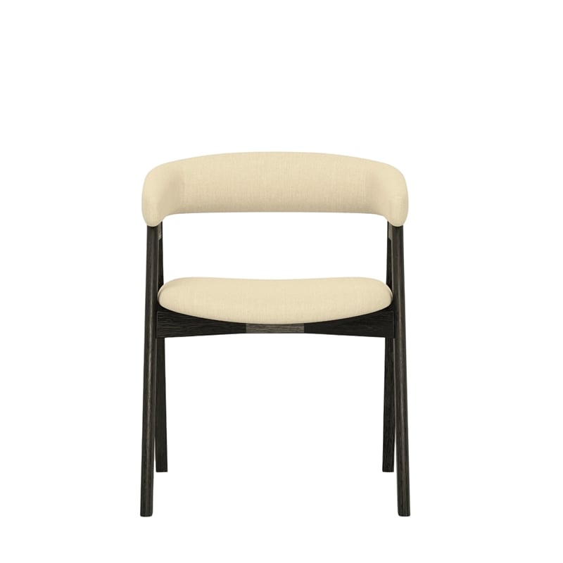Pemberly Row Dining Chair Set of 2 with Curved Back in Gray and Vintage Black
