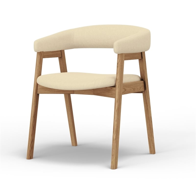 Pemberly Row Dining Chair Set of 2 with Curved Back in Gray and Brown Wood