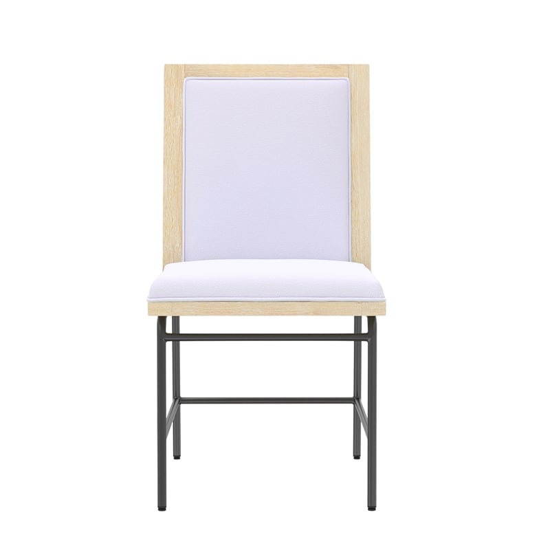 Pemberly Row Dining Side Chair Set of 2 in Gray with Black Metal Frame