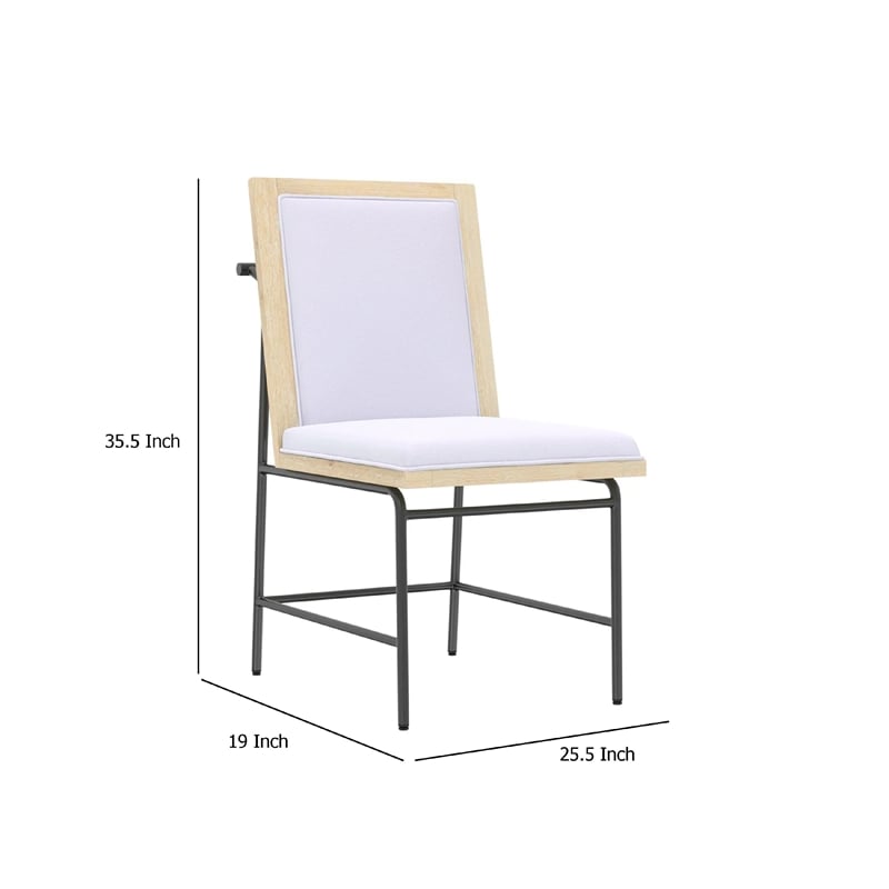 Pemberly Row Dining Side Chair Set of 2 in Gray with Black Metal Frame