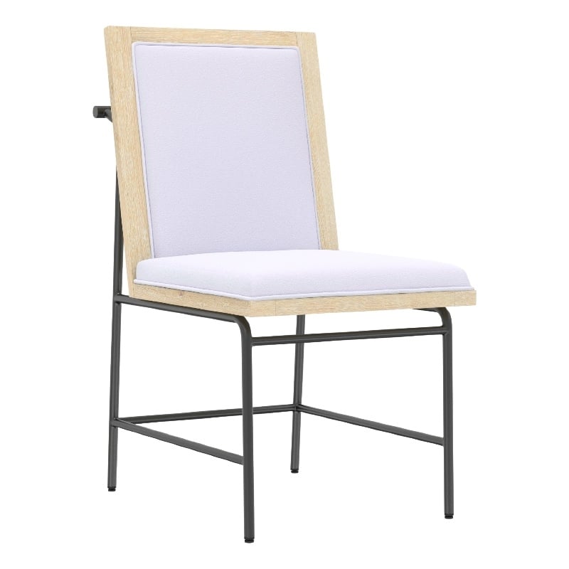 Pemberly Row Dining Side Chair Set of 2 in Gray with Black Metal Frame