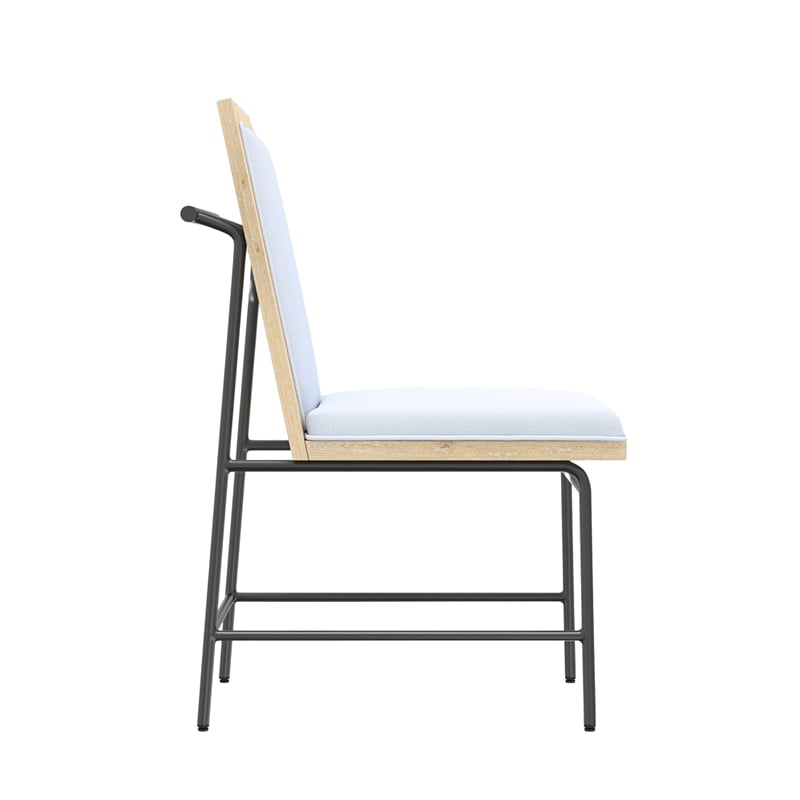 Pemberly Row Dining Side Chair Set of 2 in Gray with Black Metal Frame