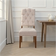 Pemberly Row Dining Chair Set of 2 with Tufted Beige Back in Brown Acacia Wood